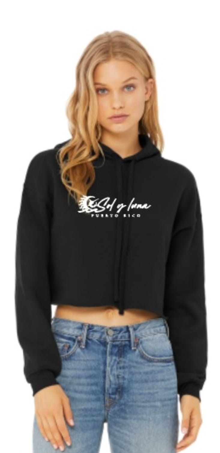 CROPPED FLEECE HOODIE BLACK