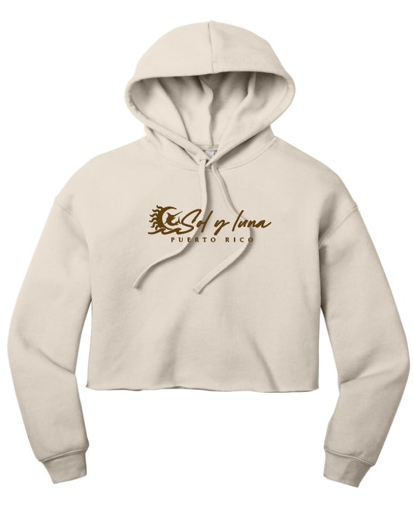 CROPPED FLEECE HOODIE BEIGE