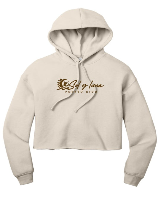 CROPPED FLEECE HOODIE BEIGE