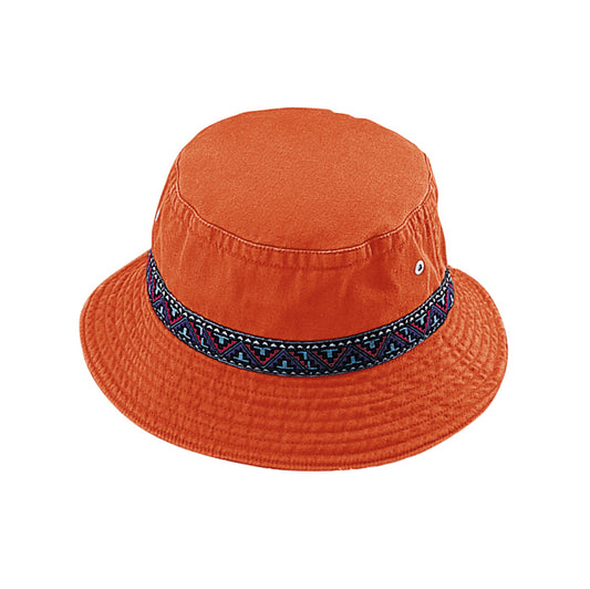 Bucket Hat Orange With Ribbon